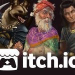 Images of character illustrations commissioned by ZealZaddy. Illustrations by Jen Mars, Humberto Santos, and Alec Adams. Also the Itch.io logo.